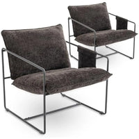 Upholstered Hanging Armchair with Arm Pocket, Comfy Accent Chair with Metal Frame, Crushed Foam Cushions and Skin-Friendly Brai