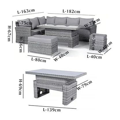 Best Selling Patio Furniture Garden Rattan Sofa Set Outdoor Restaurant PE Rattan L Shape Sectional Chaise Sofas with Tea Table
