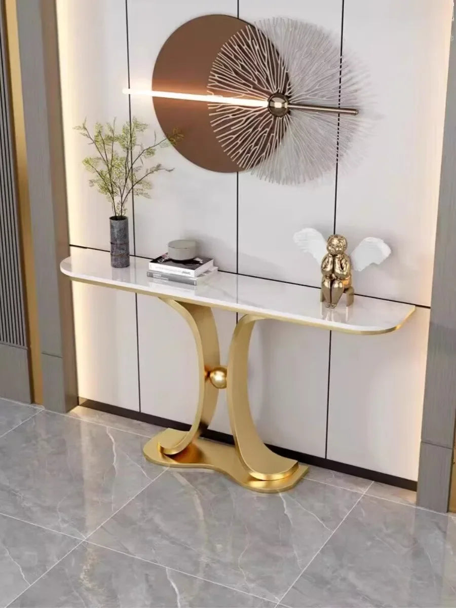 Light luxury entrance table New Chinese  table against the wall Living room Semicircular