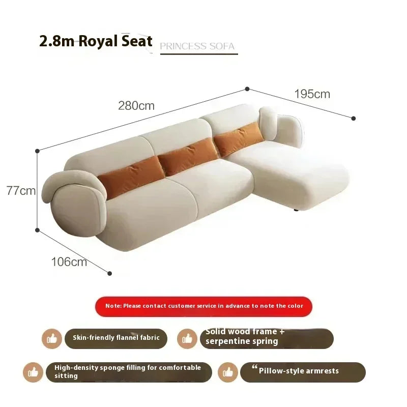 White Technology Cloth Sofa Set Modern King Size Foam Sponge Tatami Couch Large Reading Design Soft Big Bank Bedroom Furniture