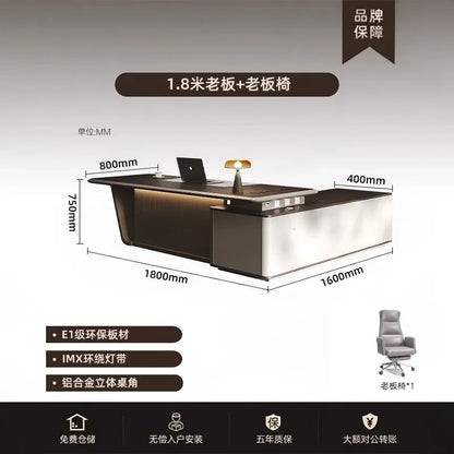 High Quality Light LuxuryOffice Desk Boss L Shaped Work Manager Computer Desks Executive Shelf Escritorio Oficina Furniture