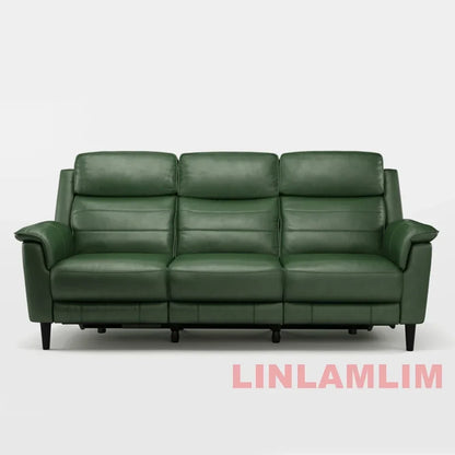 MANBAS Luxury Power Reclining Sofa - Modern Genuine Leather 3-Seater Couch with Footrests & USB, Electric Recliner Home Theater