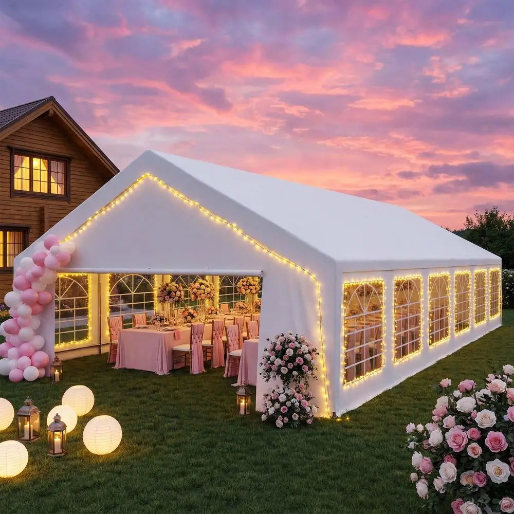 Party Tent for 5080 People, Heavy Duty Party Tent Canopy with Sidewalls amp Steel Frame, White Event Shelter Tent for Parties,