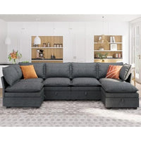 115'' Large  Couches with Storage Seats for Living Room, U Shaped Modular Sectional Sofa Couch Set, 6 Pieces Comfy