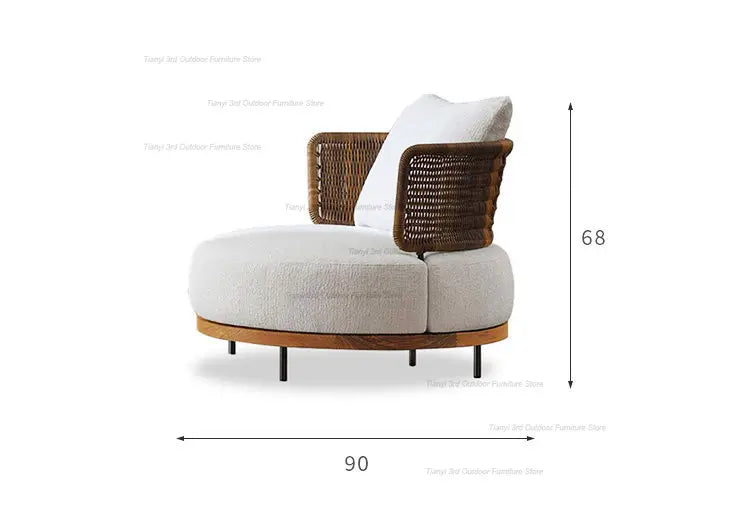 Italian Style Courtyard Villa Solid Wood Garden Sofas Rattan Weaving Modern Garden Sofa Simplicity Outdoor Furniture Divano FYOS