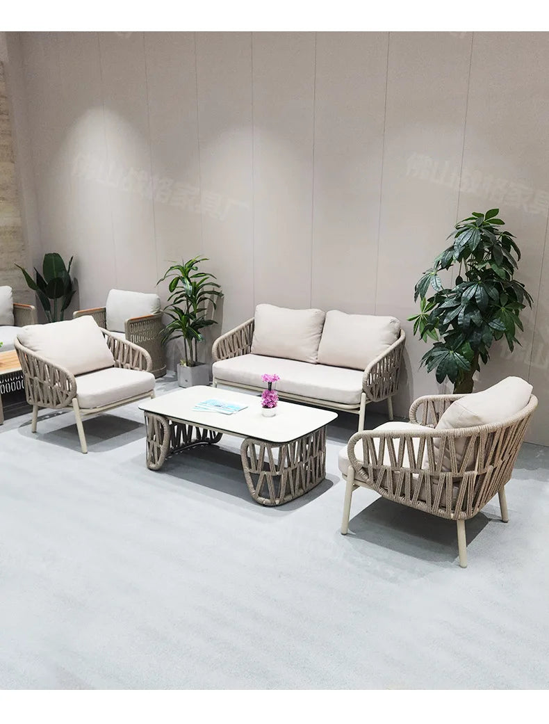 Outdoor Sofa Aluminum patio Villa Courtyard Garden Courtyard High end Hotel Leisure Simple Sofas set