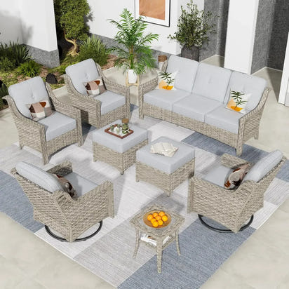 Wicker Outdoor Furniture Patio Conversation Rattan Sofa Set for Garden,Poolside,Backyard,Deck