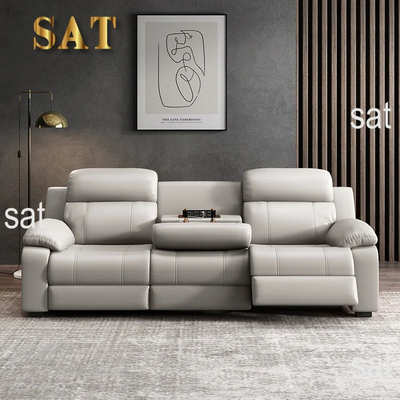 Modern 3 Seater Electric Reclining Sectional Sofa High Quality Leather Living Room Set
