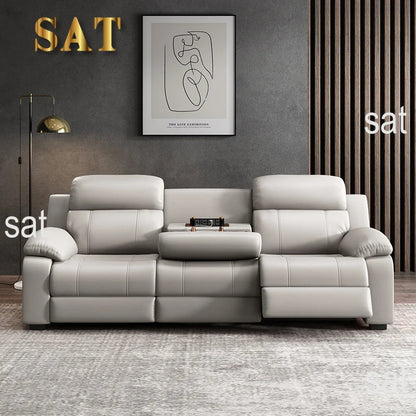 Modern 3 Seater Electric Reclining Sectional Sofa High Quality Leather Living Room Set