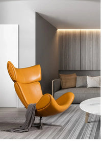 U-BEST European home bedroom leather stainless steel furniture lazy upholstered accent chair Imola chair recliner chair