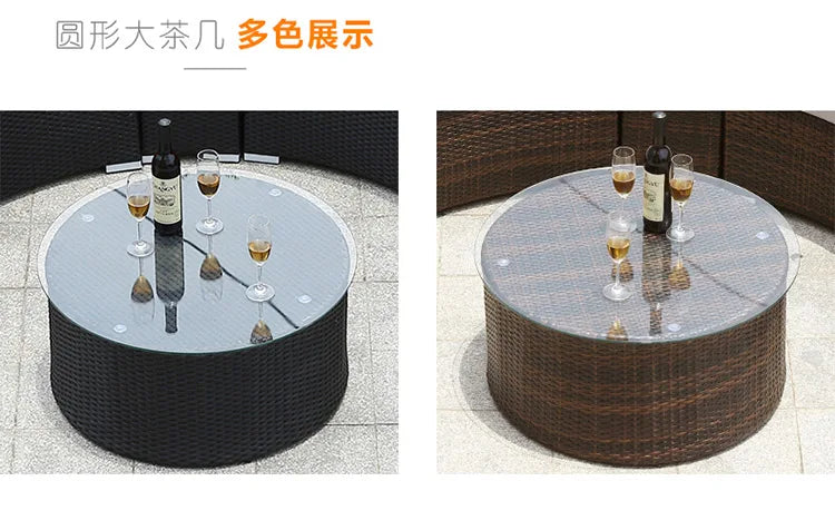 Outdoor round rattan sofa combination curved living room sofa