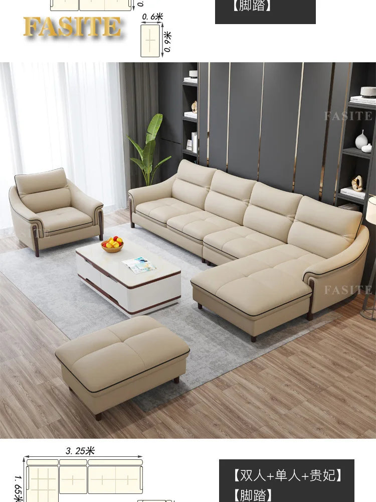 Sofa living room simple modern one layer cowhide corner combination furniture