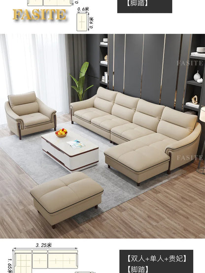 Sofa living room simple modern one layer cowhide corner combination furniture