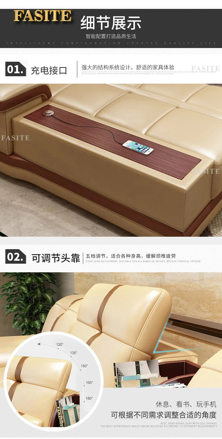 Leather sofa simple modern small apartment leather art corner furniture large combination package