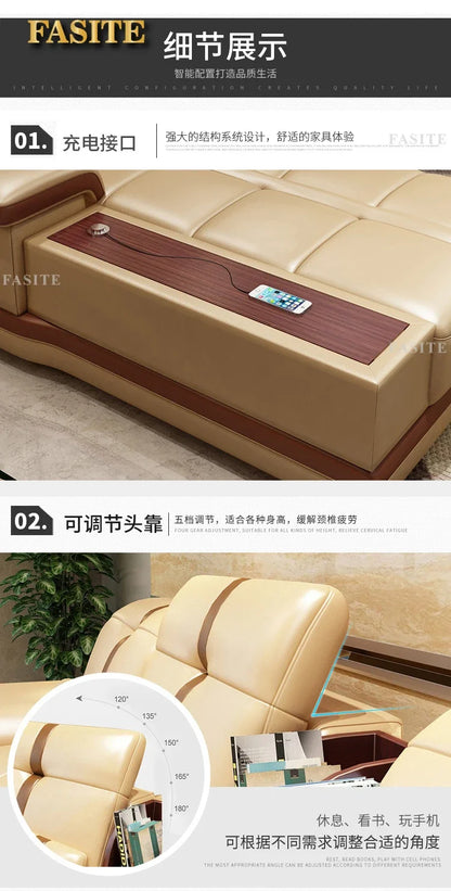 Leather sofa simple modern small apartment leather art corner furniture large combination package