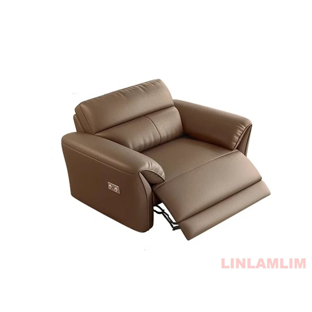 MINGDIBAO Modern Recliner Sofa with Hidden Foldable Tray Table and USB – Italian Genuine Leather Sectional Couch for Living Room