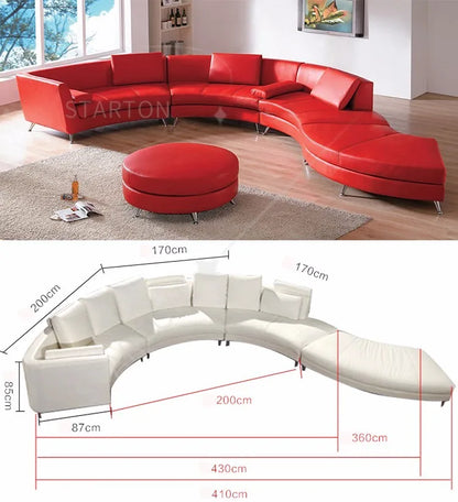 New Design Living Room Furniture Korean Style Sofa  Leather Leather Corner Sofa