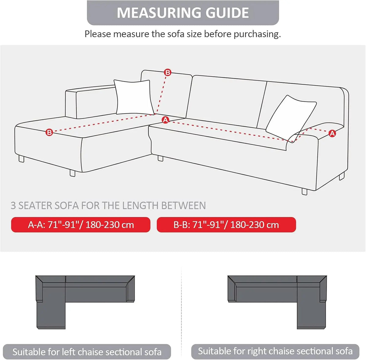 L-Shaped Stretch Sofa Covers, 2-Piece Set with Pillow Covers for Pets and Kids, Light Grey