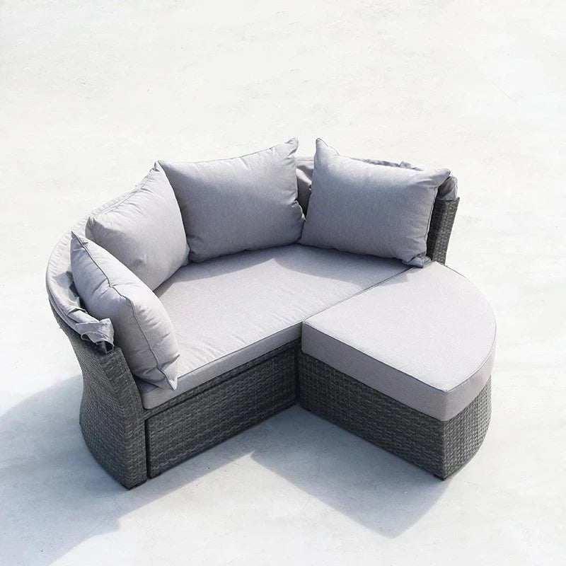 Outdoor round sofa round bed Furniture Garden sofa round bed Outdoor rattan comfortable bed