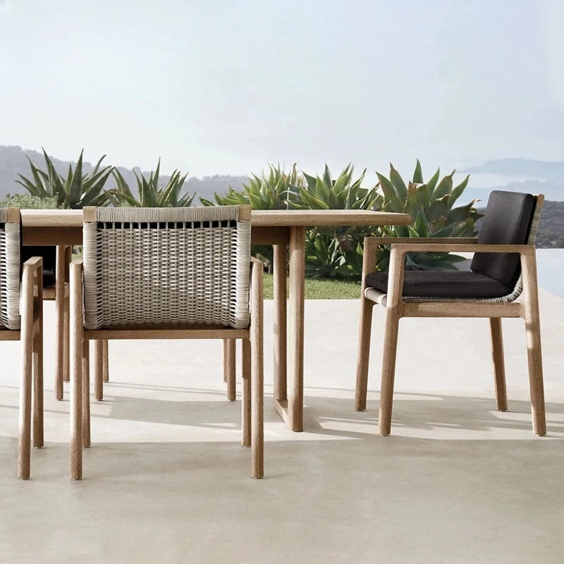 Leisure hotel terrace sofa high-end teak table and chair combination outdoor villa garden courtyard sofa coffee table combinatio