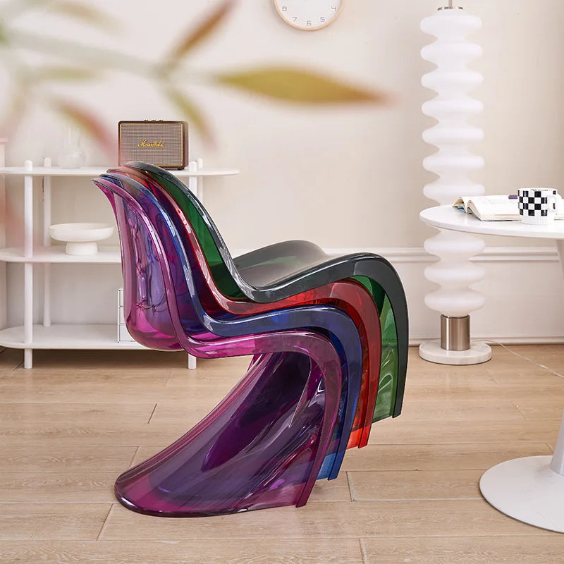 Acrylic Ghost Chair Modern Minimalist Transparent Dining Chair Designer Vanity Stool Kitchen Seating Clear Plastic Chair