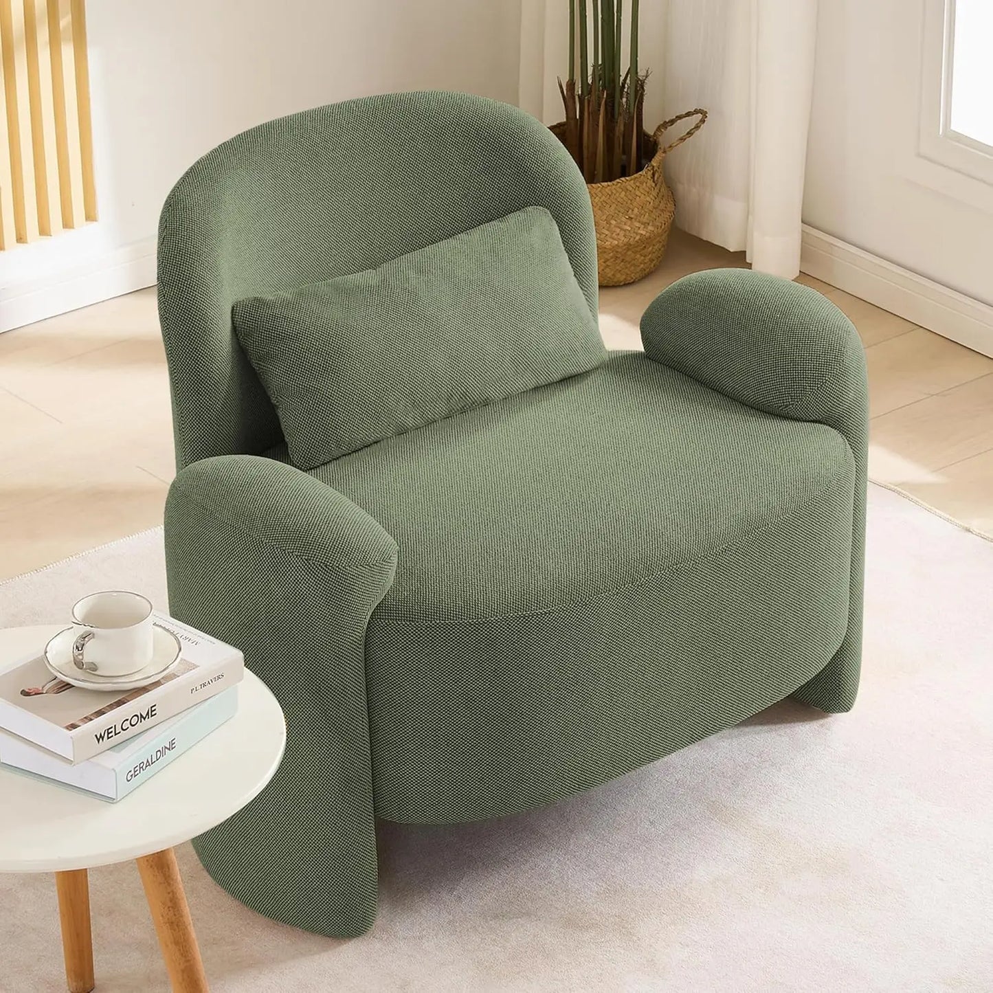 Oversized Accent Chair, Modern Linen Fabric Lounge Armchair for Living Room, Upholstered Comfy Reading Single Sofa, Customized