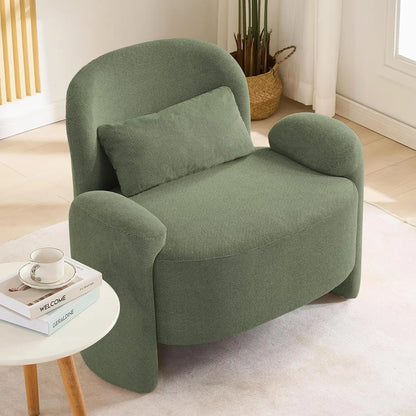 Oversized Accent Chair, Modern Linen Fabric Lounge Armchair for Living Room, Upholstered Comfy Reading Single Sofa, Customized