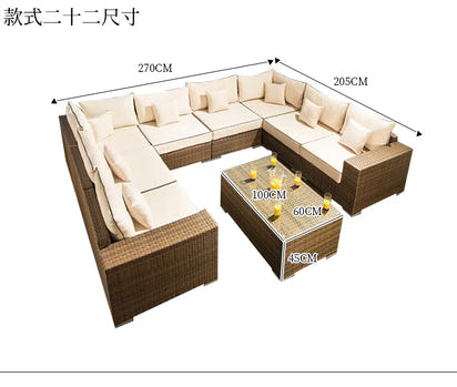 Terrace Modern Garden Sofas Outdoor Combination Courtyard Nordic Garden Sofas Waterproof Pe Rattan Furniture Sofá Jardín MHHYSF