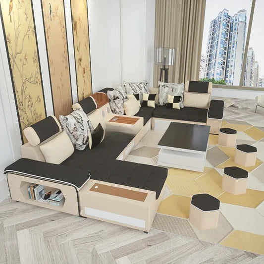 'Customizable royal Nordic modern style has music to play sectionals sofa set 7 seater living room Furniture designs