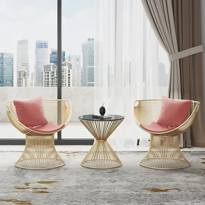 Cream Style Single Sofa Chair Designer Light Luxury Living Room Reception Table Balcony Leisure Table Chair Three Piece Set