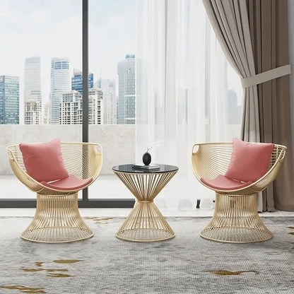 Cream Style Single Sofa Chair Designer Light Luxury Living Room Reception Table Balcony Leisure Table Chair Three Piece Set