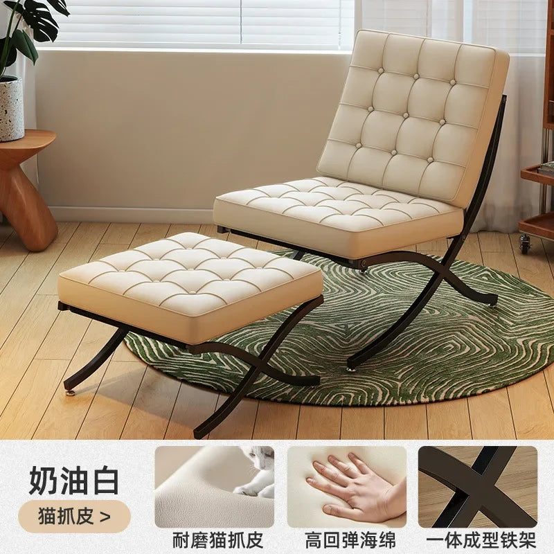 Single sofa, designer, Italian style, living room, leather, light luxury, leisure chair