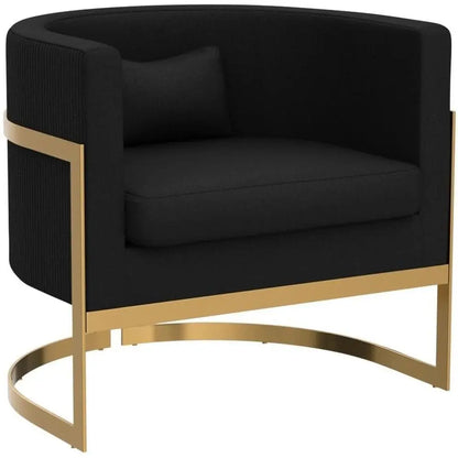 Gold Barrel Chair, Upholstered Arm Chairs for Bedroom, Living Room, Sofa Chair, Club Chairs, Black