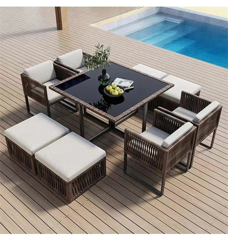 Terrace Garden Rattan Outdoor Chair Leisure Tea Table Patio Outdoor Furniture Set Outdoor Table and Chairs Garden Furniture Sets
