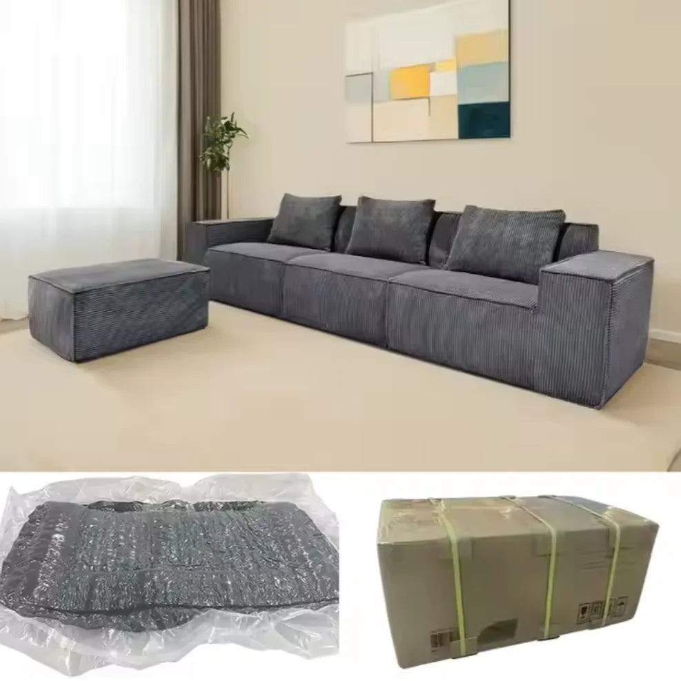 Italian Luxury Multifunctional Modular Sofa Set Black Modern Vacuum Compressed Sponge Convertible Living Room Furniture