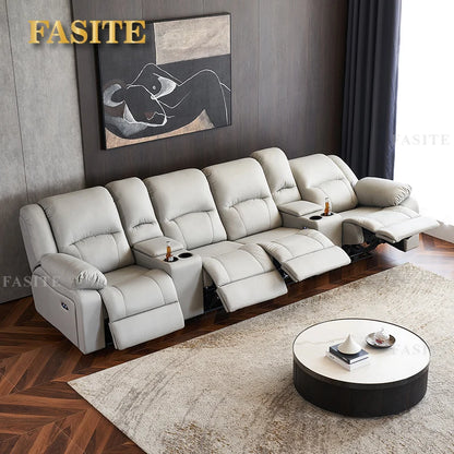 Leather sofa home theater electric sofa combination private audio and video room sofa recliner