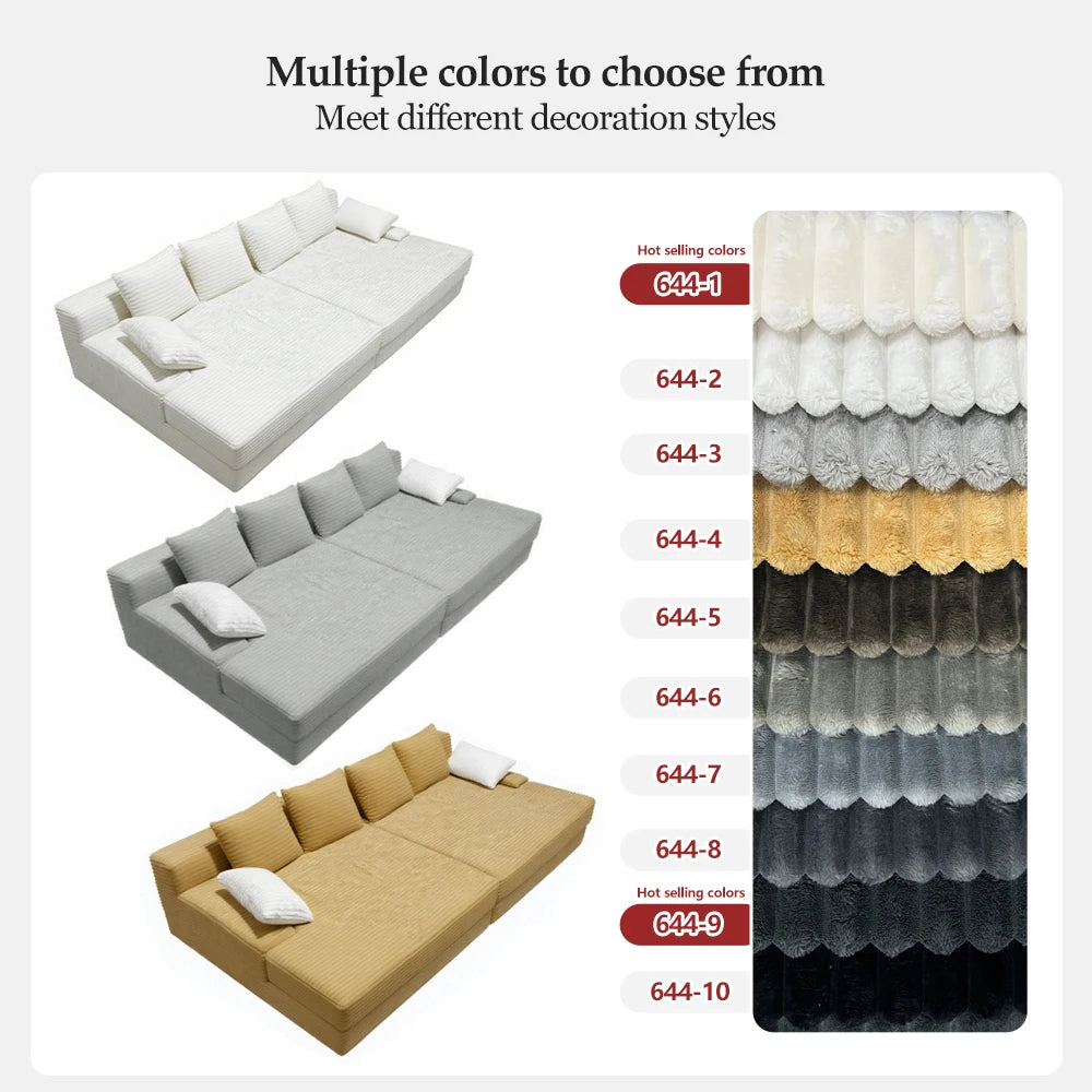 Ultra Vacuum Rolled Couch for Villa Upholstered Furniture Set Super Large & Super Soft Pure Sponge Fabric Compressed Sofa