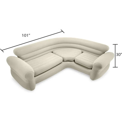 68575EP Inflatable Corner Sofa: L-Shaped – Indoor Use – 2-in-1 Valve – 880lb Weight Capacity – 101” x 80” x 30”