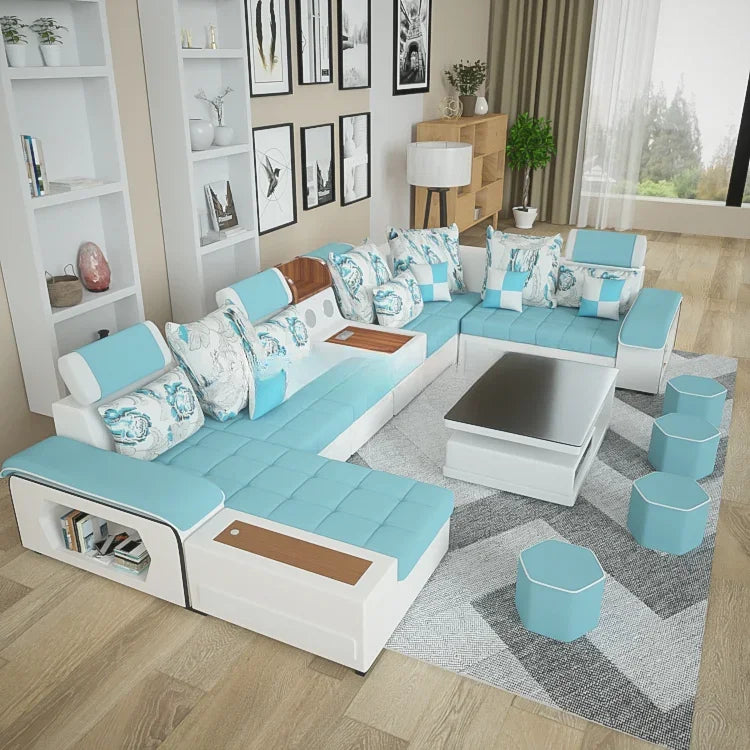 'Customizable royal Nordic modern style has music to play sectionals sofa set 7 seater living room Furniture designs