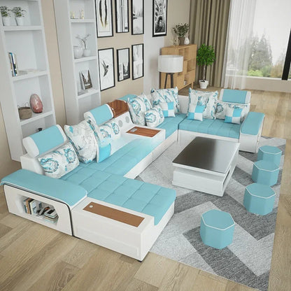 'Customizable royal Nordic modern style has music to play sectionals sofa set 7 seater living room Furniture designs