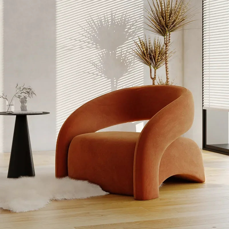 Internet celebrity single chair, living room lazy single sofa leisure chair, light luxury curved balcony chair