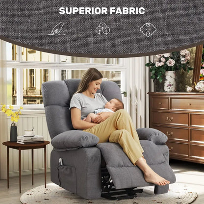 Power Lift Recliner Chair for Elderly, Big and Tall Lift Chair with Massage and Heat for Living Room, Fabric Electric Recliner