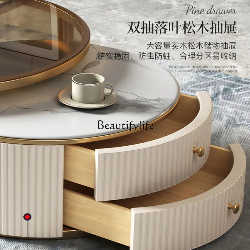 Light luxury rock slab size round coffee table combination modern simple small apartment