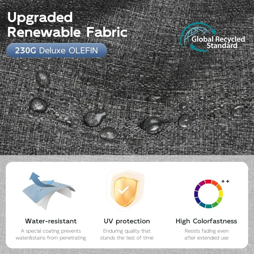 Patio Furniture Set with Ottoman, 6 Piece Modern Aluminum Outdoor Furniture Set, Patio Conversation Sets with Thickend Cushions