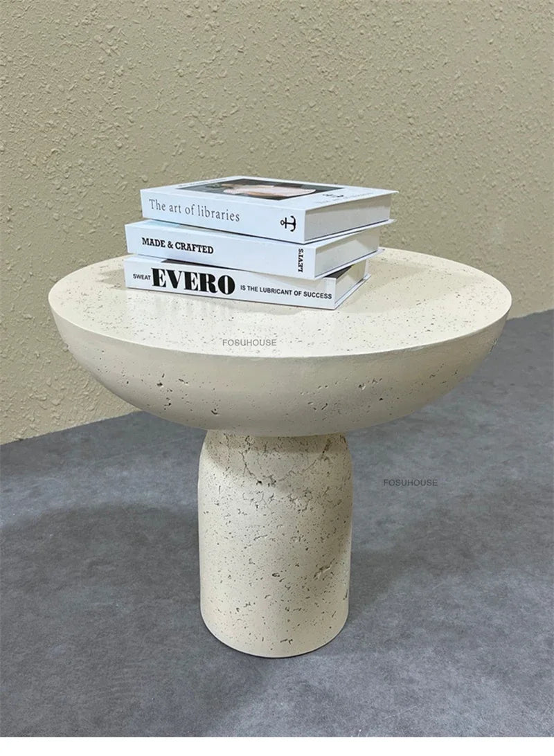 Small Apartment Stone Round Side Tables Wabi-sabi Style Cement Coffee Tables Designer Medieval Style Tea Table Home Furniture