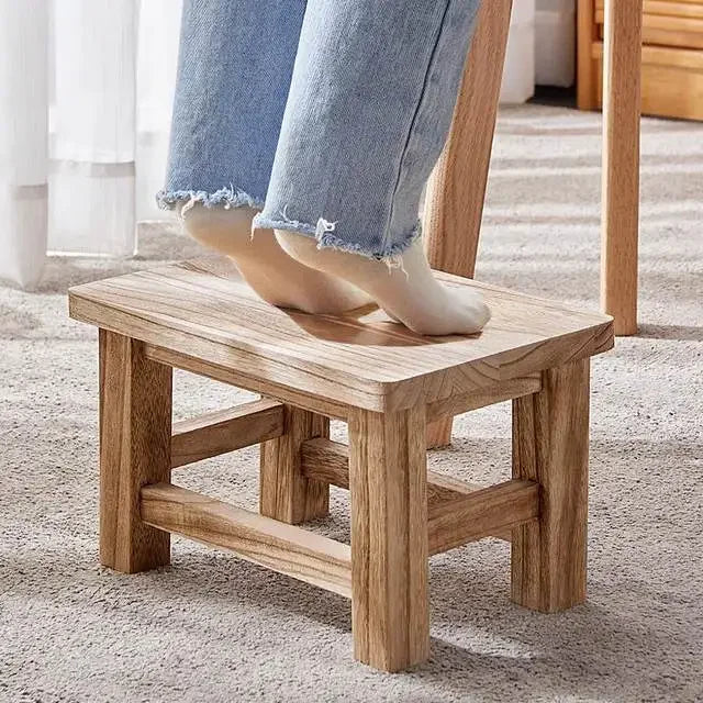 Adult Solid Wood Stool for Daily Use Shoe Changing Step Stool for Kitchen Bathroom Living Room Wooden Household Furniture