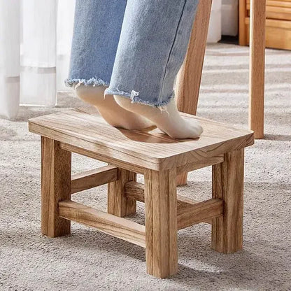 Adult Solid Wood Stool for Daily Use Shoe Changing Step Stool for Kitchen Bathroom Living Room Wooden Household Furniture