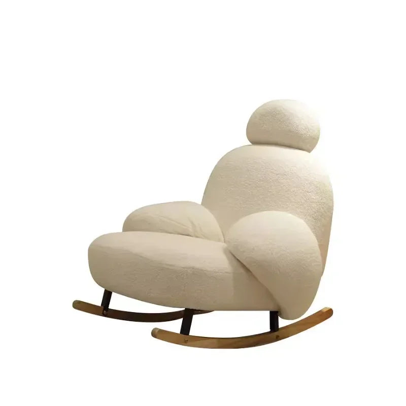 Lambskin Leisure Recliner, Rocking Chair, Home Living Room Balcony Lazy Sofa,