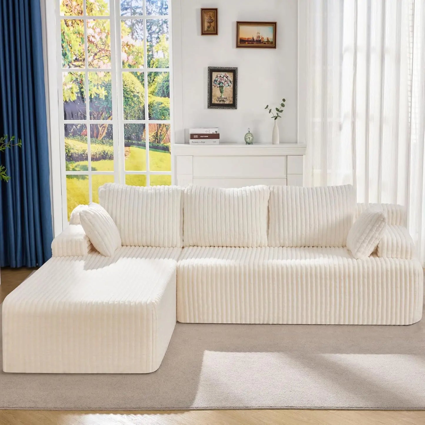 Sectional Sofa Couch, L-Shape Couch 3 Seater Couches for Living Room, Cloud Couch with Oversized Chaise