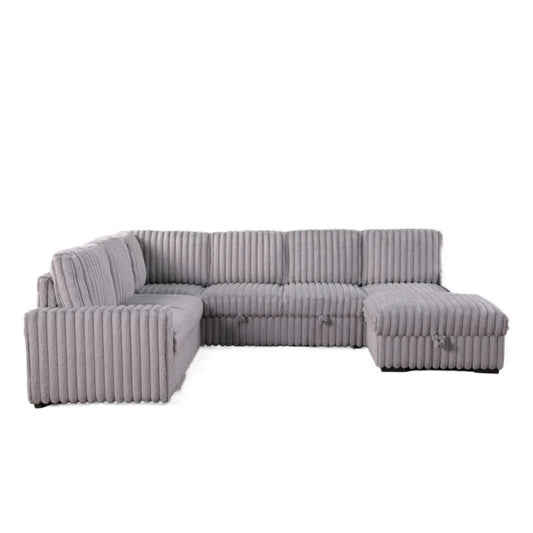 122" pull-out sofa, plush fabric sofa bed ports and comfortable upholstery, oversized U-shaped sectioned sofa